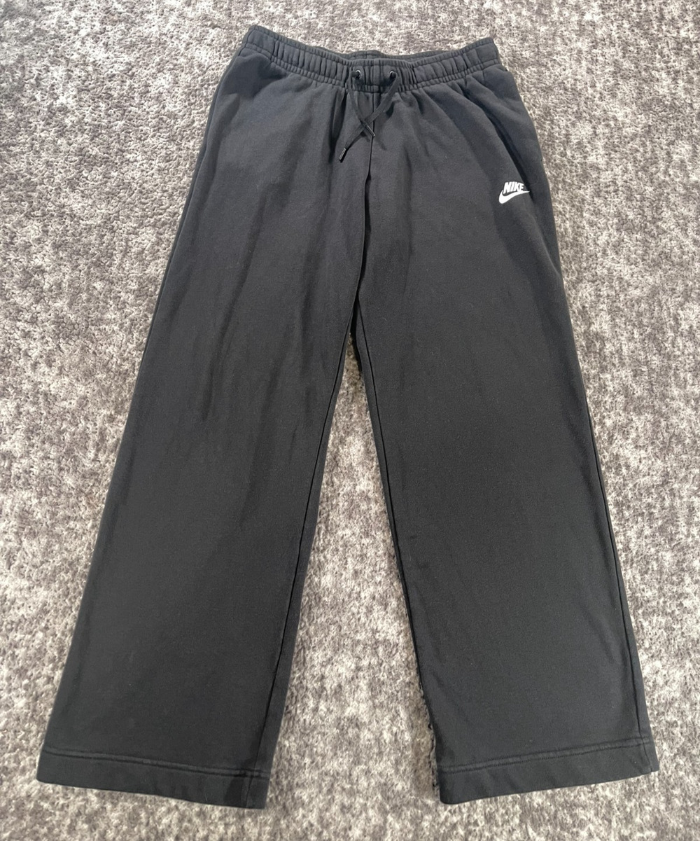 Nike Club Fleece Women's S Mid Rise Wide Leg Baggy Black Sweatpants Athleisure